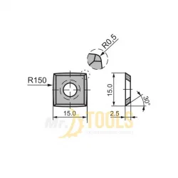 Нож сменный 15х15х2.5 R=150 4R0.5, Helical 