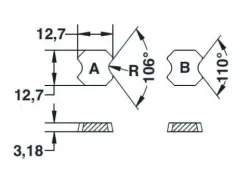 Нож циклевочный HM 12,7*12,7*3,18 R2 мм 