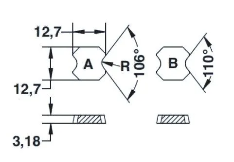 Нож циклевочный HM 12,7*12,7*3,18 R2 мм 