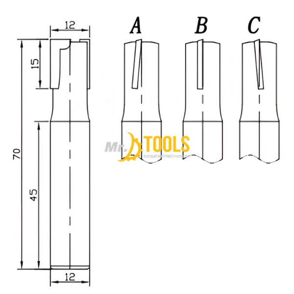 Алмазная концевая фреза для HPL 12х15 S12 Z3  