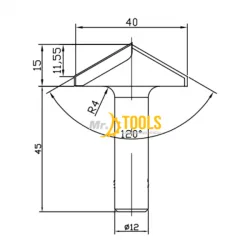 Фреза алмазная V-образная 120гр. D40х11.55x60 S12 